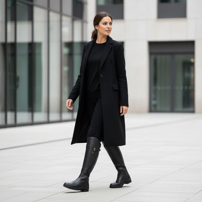 Women's Waterproof Leather Riding Boots | Stylish Black Insulated Winter Footwear 3