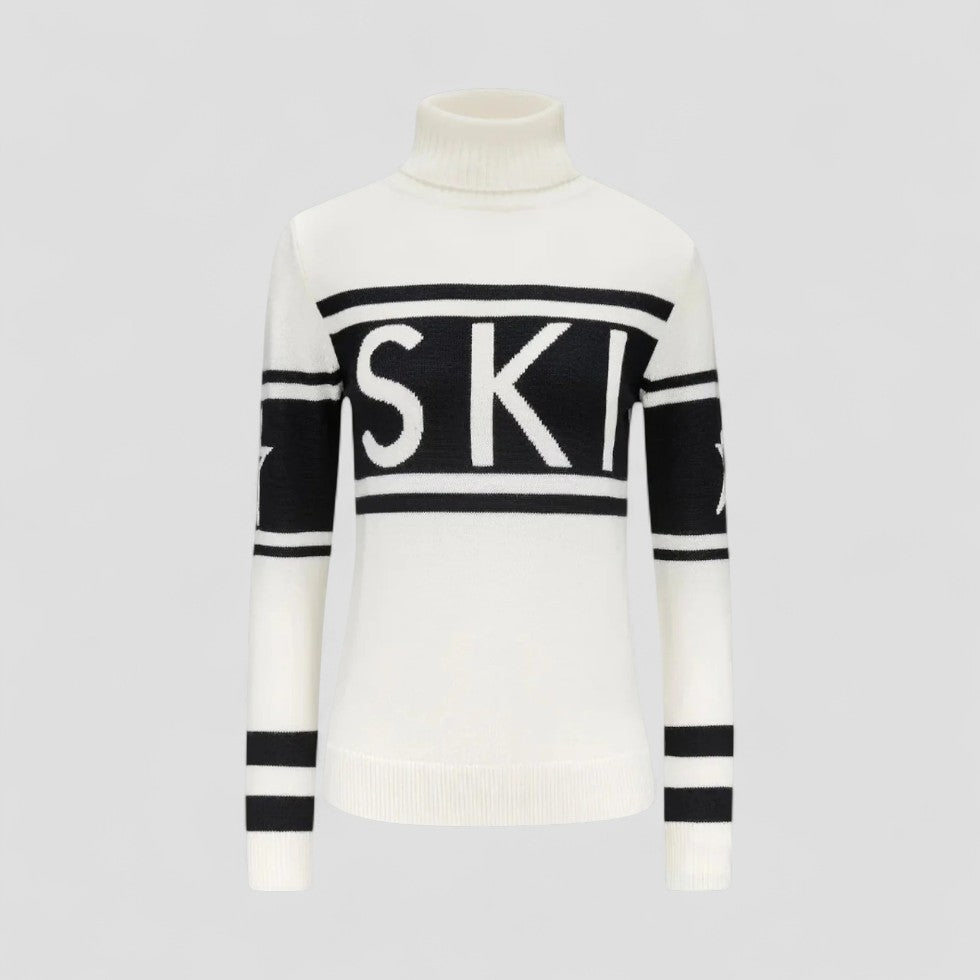 Women's Wool Blend Turtleneck Sweater | Cozy Modern Graphic Design for Winter 1