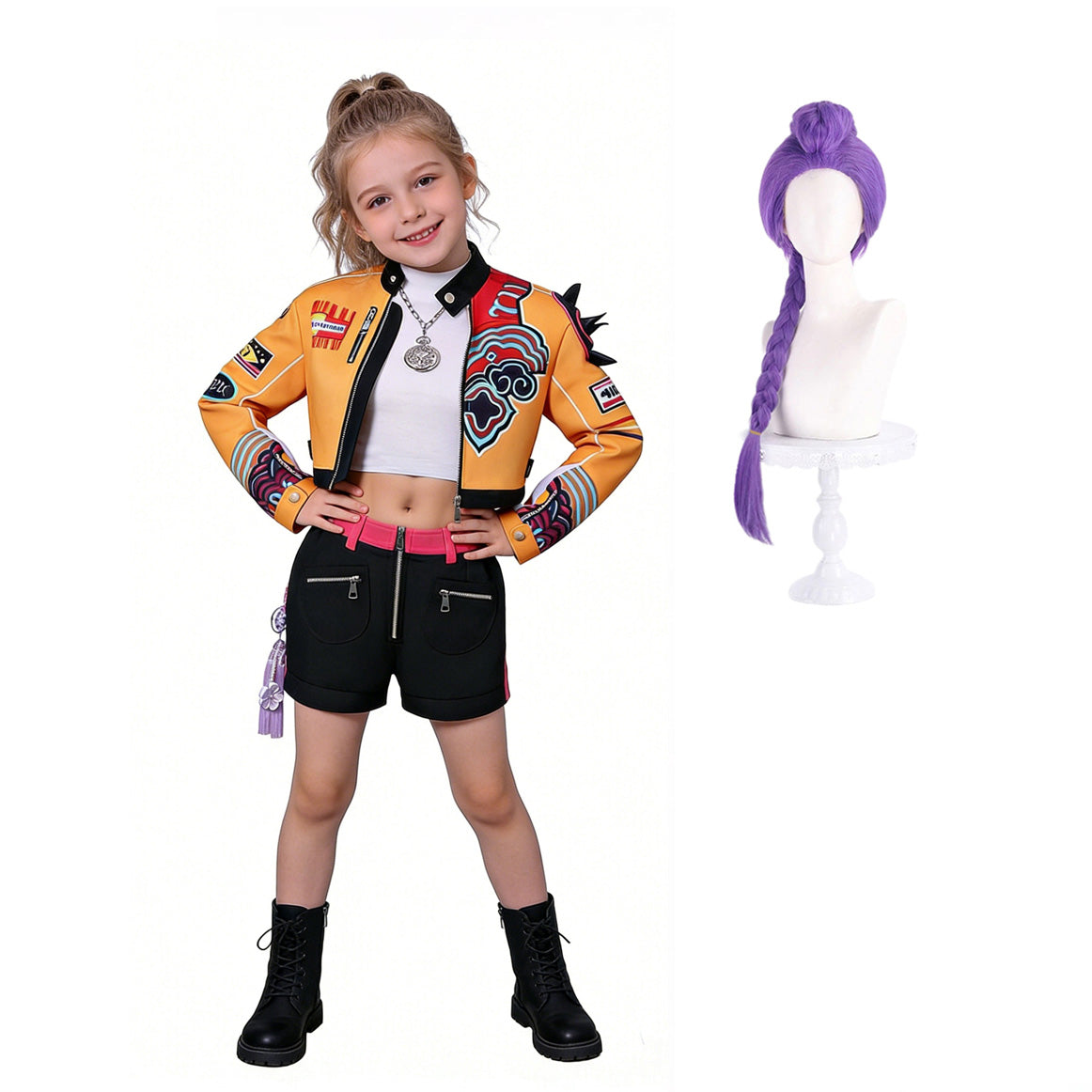 KPop Rumi 6-Piece Costume Deluxe Rumi Cosplay Yellow Jacket Shorts Full Set
