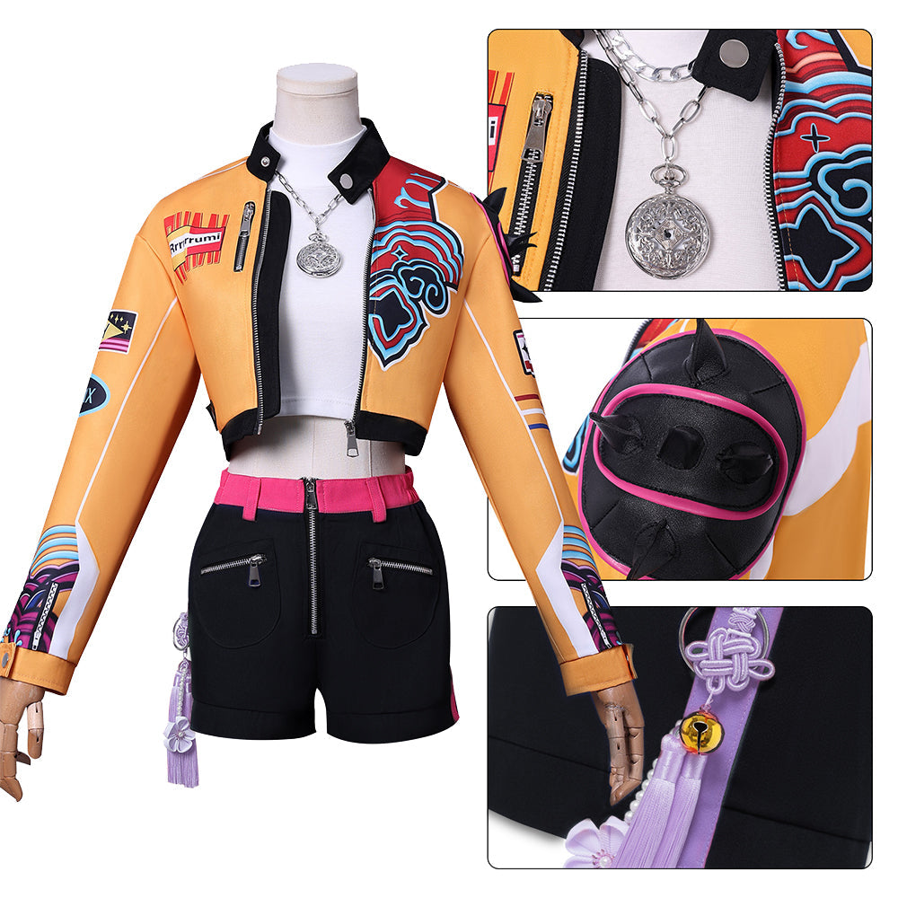 KPop Rumi 6-Piece Costume Deluxe Rumi Cosplay Yellow Jacket Shorts Full Set