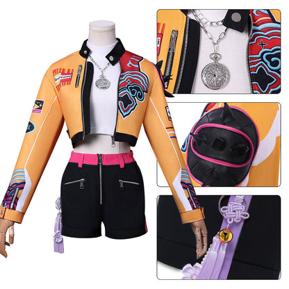 KPop Rumi 6-Piece Costume Deluxe Rumi Cosplay Yellow Jacket Shorts Full Set