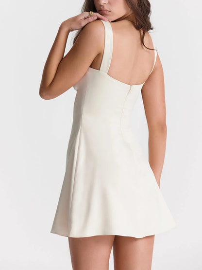 Backless Charmaine Romantic Square Neck A-line Mini Dress