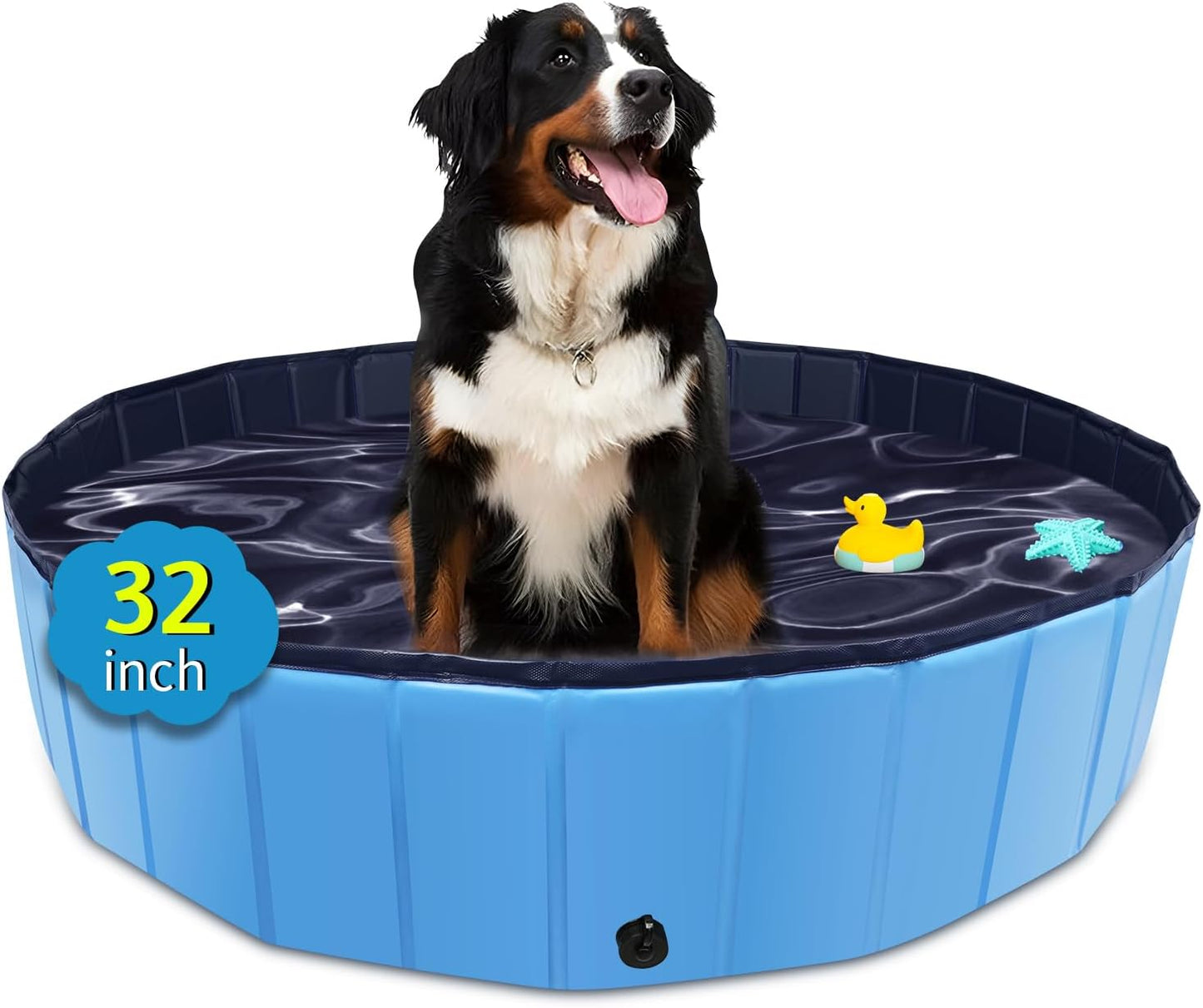 Foldable Dog Pool - 79"x14" Non-Slip, Hard Plastic, Collapsible Swimming Pool for Kids & Pets