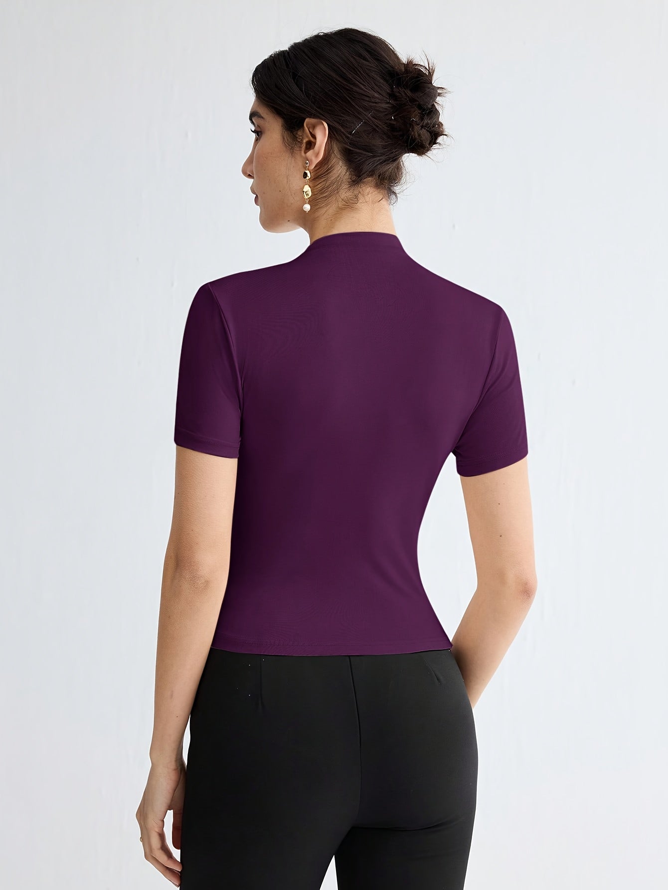 Women's Short Sleeve Mock Neck Top