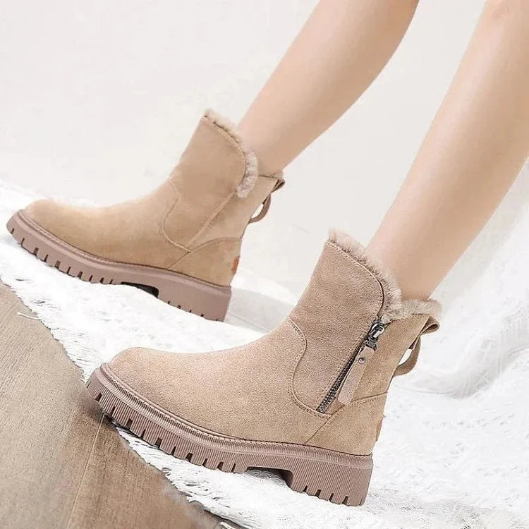 Premium Warm Fur Lining Orthopedic Non Slip Round Toe Snow Boots Women Warm Ankle Winter Shoes