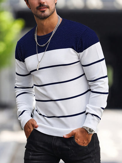 Men's Striped Crew Neck Sweater