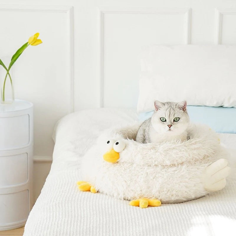 Adorable Plush Chick Cat Bed