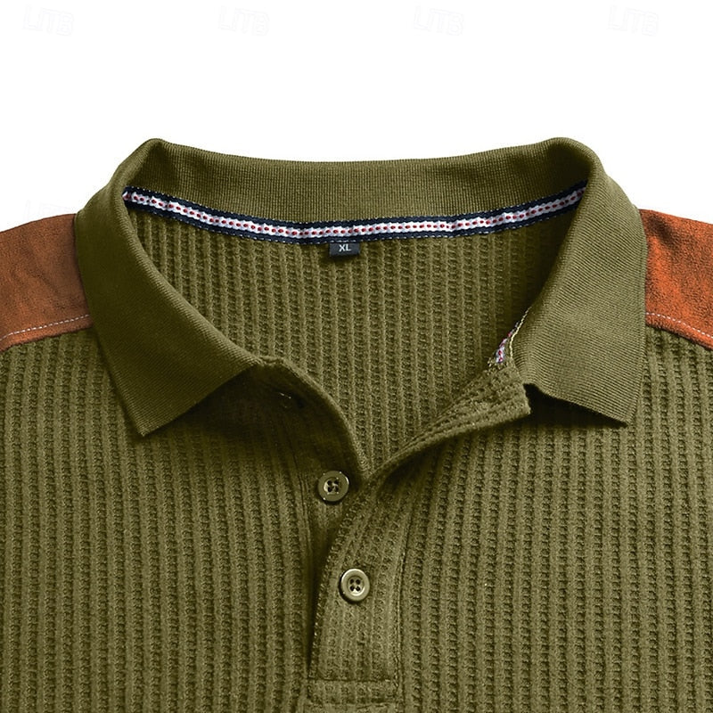 Sutton | Waffle Knit Long Sleeve Polo