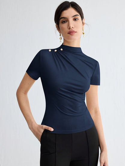 Women's Short Sleeve Mock Neck Top