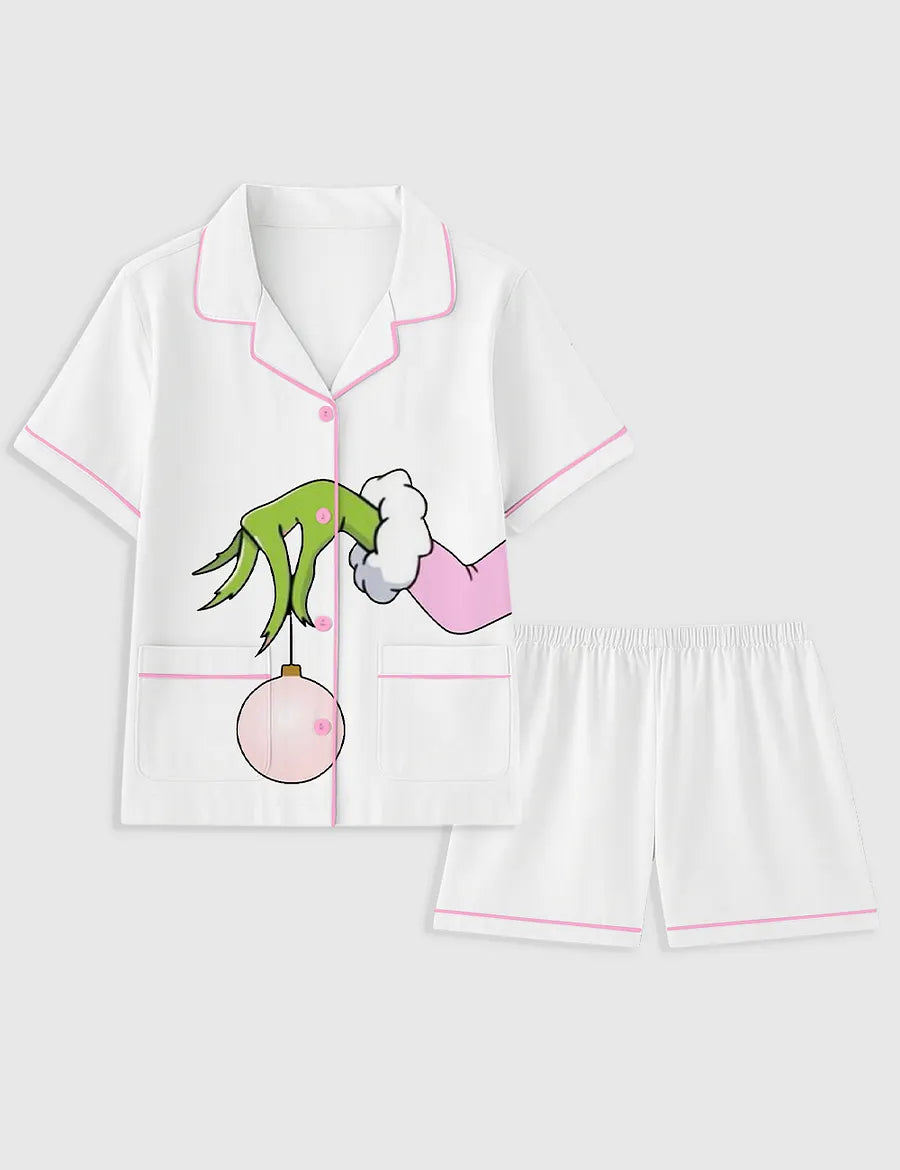 Women's Christmas Grinch Pocket Cotton Pajama Set