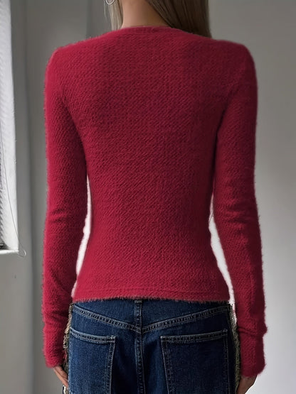 Women's Fuzzy Knit Long Sleeve Top