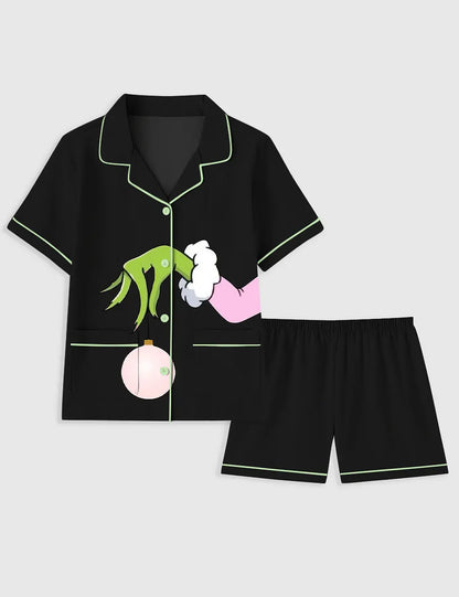 Women's Christmas Grinch Pocket Cotton Pajama Set