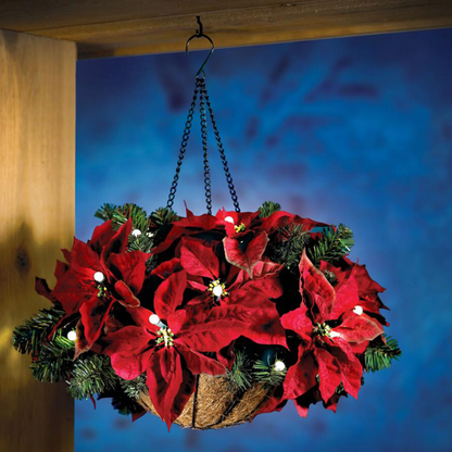Pre-lit Artificial Christmas Hanging Basket