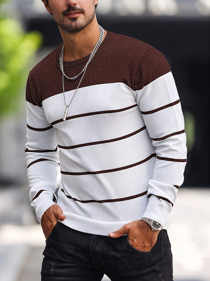 Men's Striped Crew Neck Sweater