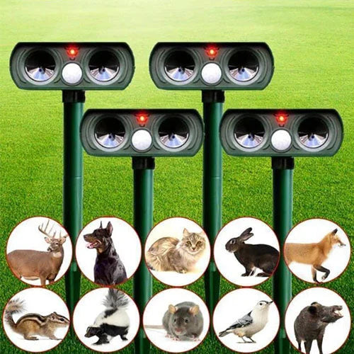 Solar Power Ultrasonic Animal Pest Repeller Infrared Sensor Waterproof Animal Deterrent