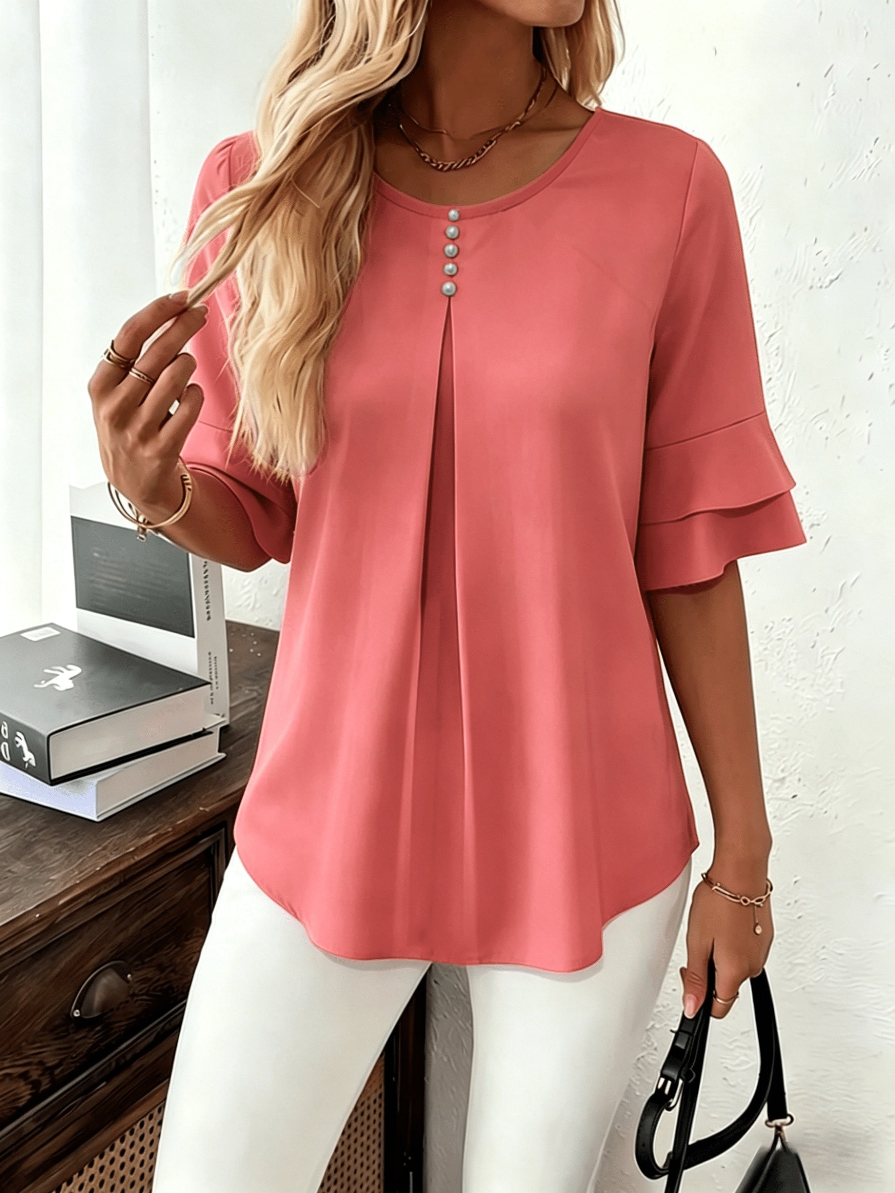 Women's Layered Ruffle Sleeve Blouse