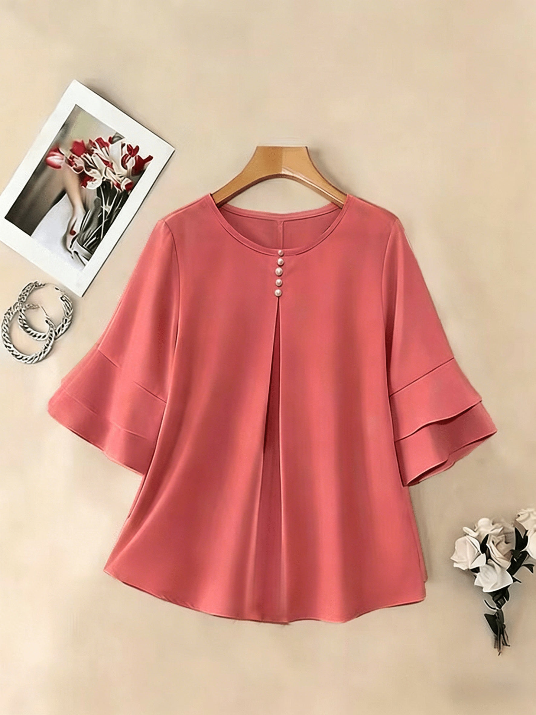 Women's Layered Ruffle Sleeve Blouse