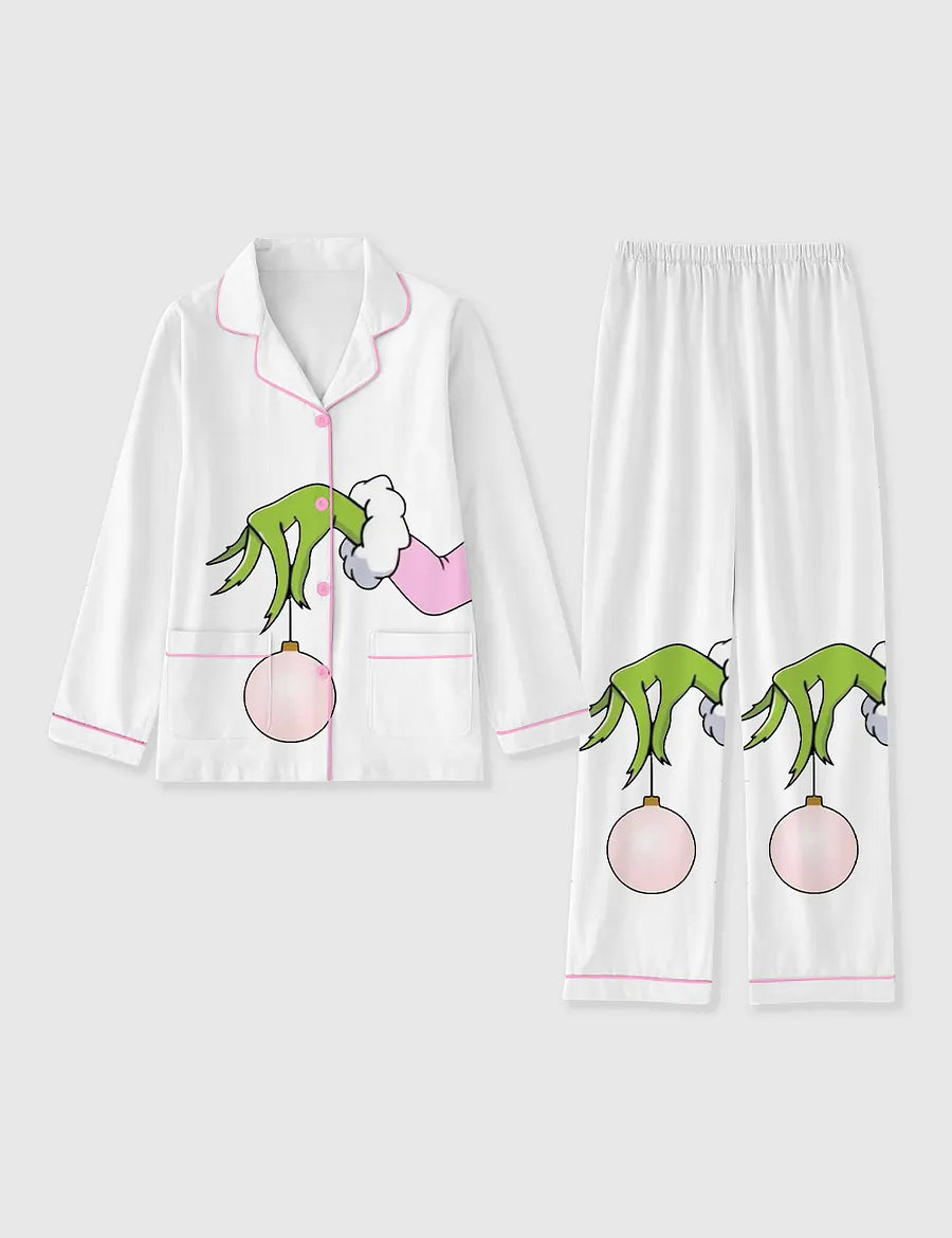 Women's Christmas Grinch Pocket Cotton Pajama Set