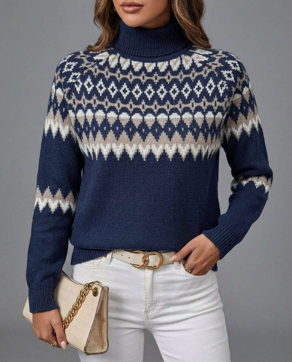 Ingrid | Women's Fair Isle Turtleneck Sweater