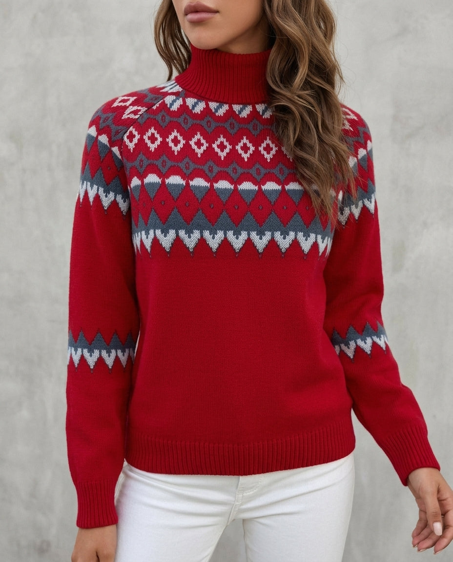 Ingrid | Women's Fair Isle Turtleneck Sweater