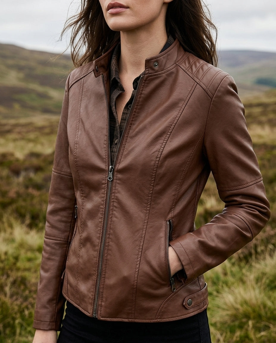 Nadia | Women's Cropped Faux Leather Jacket