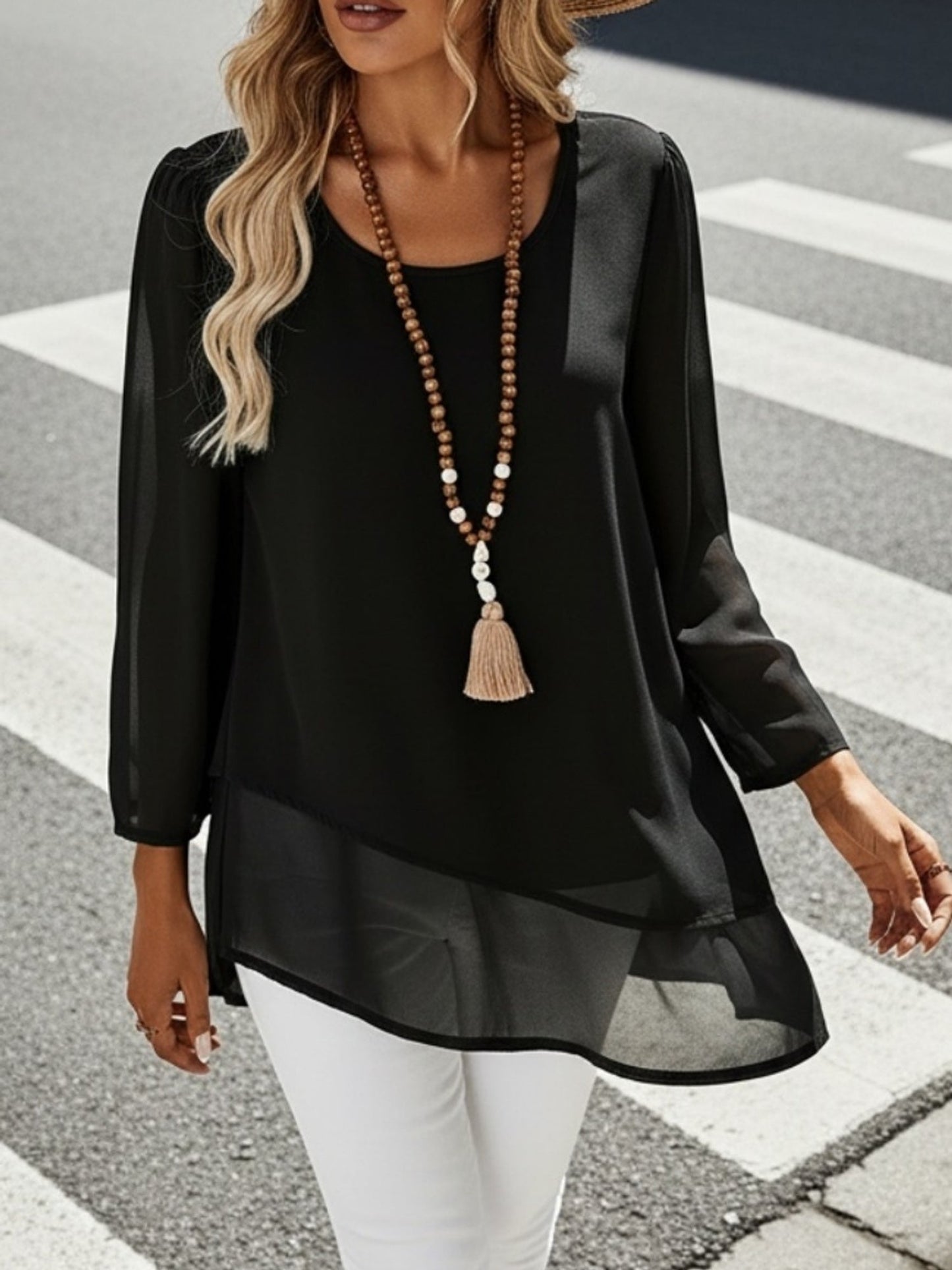Women's Double-Layer Chiffon Blouse