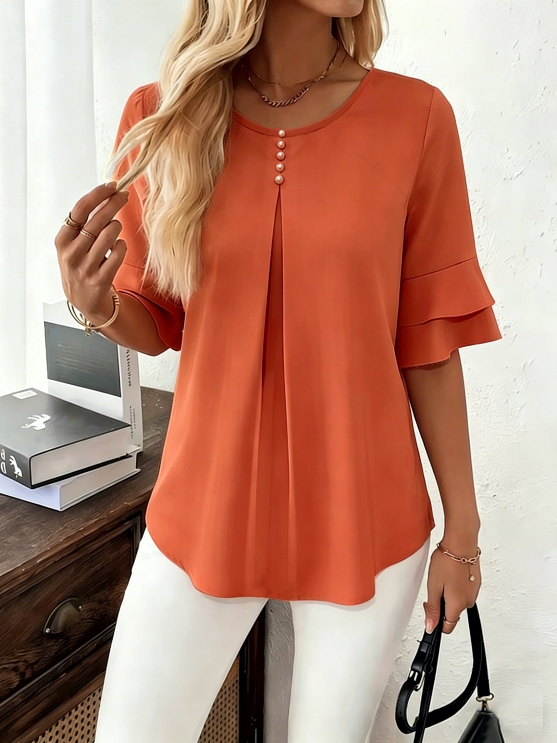 Women's Layered Ruffle Sleeve Blouse