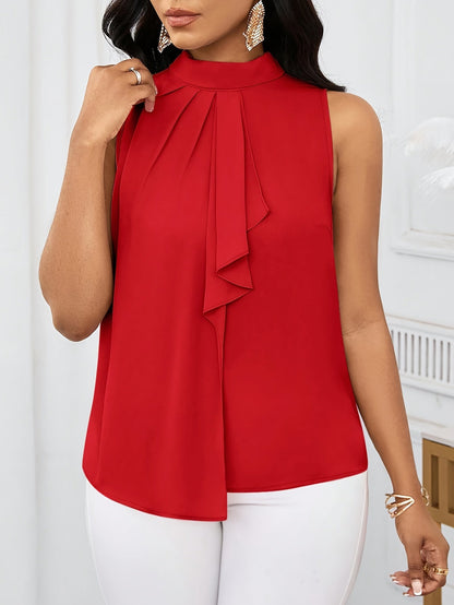 Women's Sleeveless Mock Neck Blouse