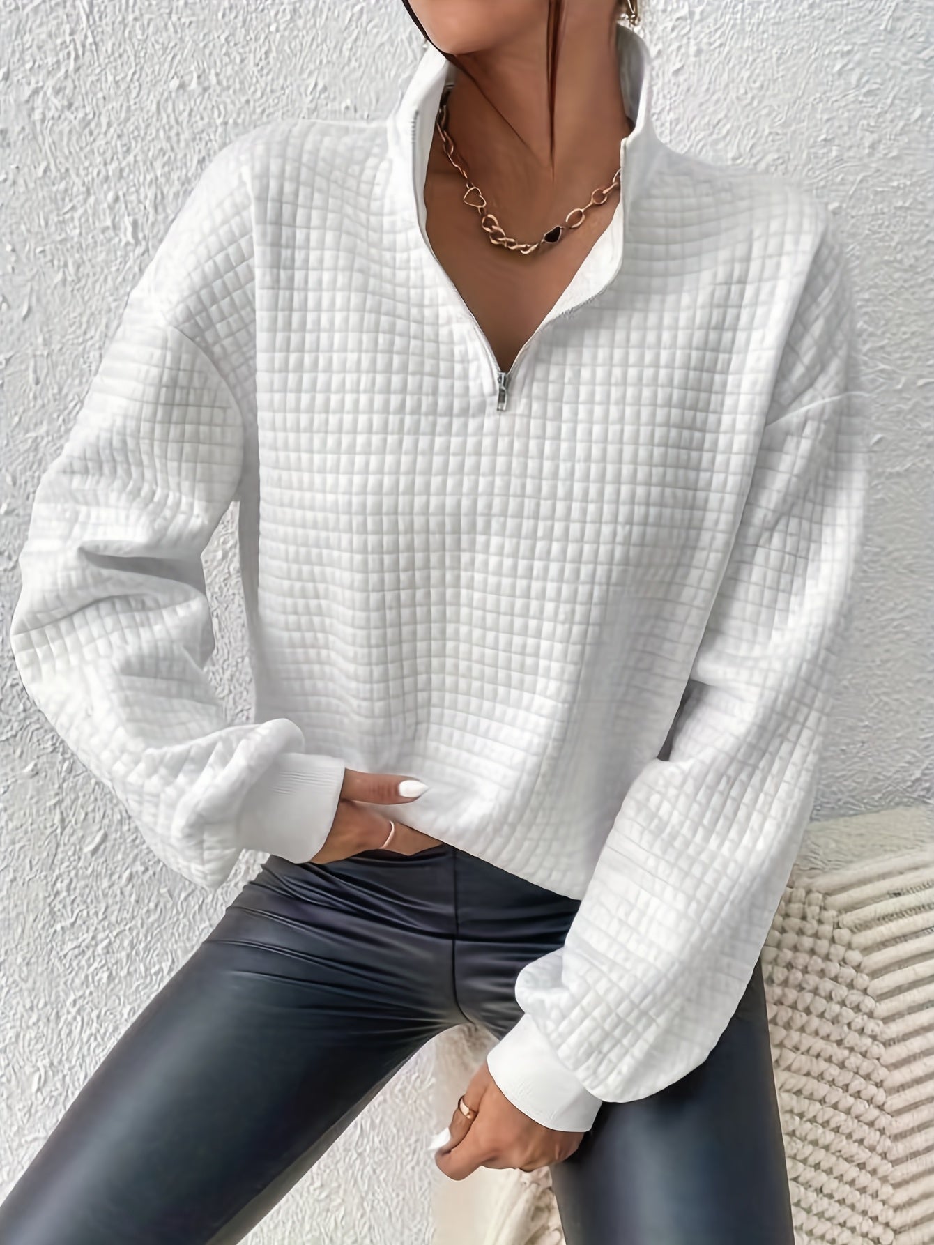 Women's Quarter-Zip Textured Sweatshirt