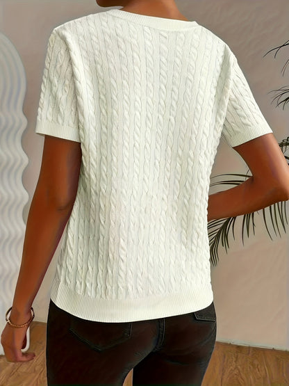 Women's Cable Knit Short Sleeve Sweater