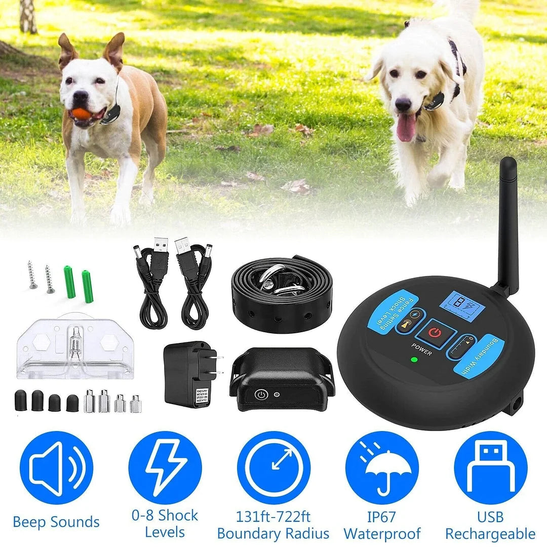 2-in-1 Wireless Dog Fence & Outdoor Training Collar, Dog Containment System