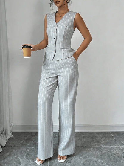 Audrey | Women's Pinstripe Waistcoat & Trouser Set