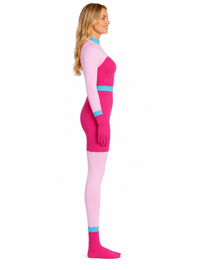 Womens Pink Spider Monster Costume 2-in-1 Layered Horror Game Villain Dress for Game Player