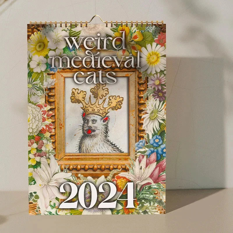 Weird Medieval Cats Wall Hanging Calendar 2024