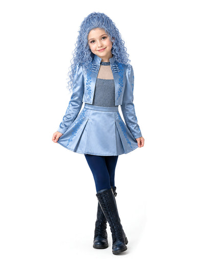 Princess Chloe Dress Royal Blue Satin 3-Piece Set Jacket Inner Top Pleated Skirt and Underskirt for Theme Party
