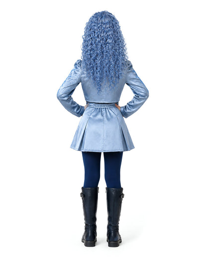 Princess Chloe Dress Royal Blue Satin 3-Piece Set Jacket Inner Top Pleated Skirt and Underskirt for Theme Party