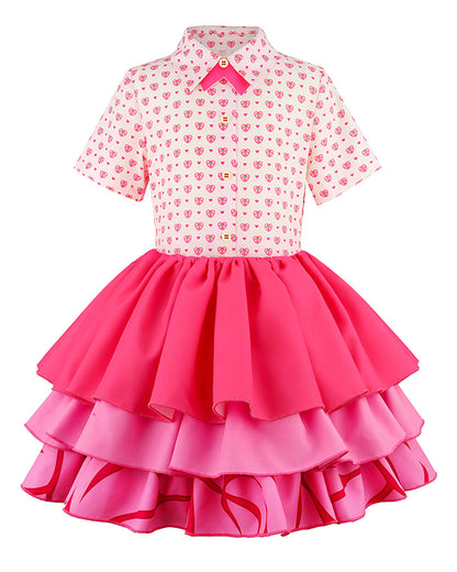 Girls Pink Princess Costume Movie 5 Jacket Shirt Skirt and Bag 4pcs Full Set for Cosplay Events