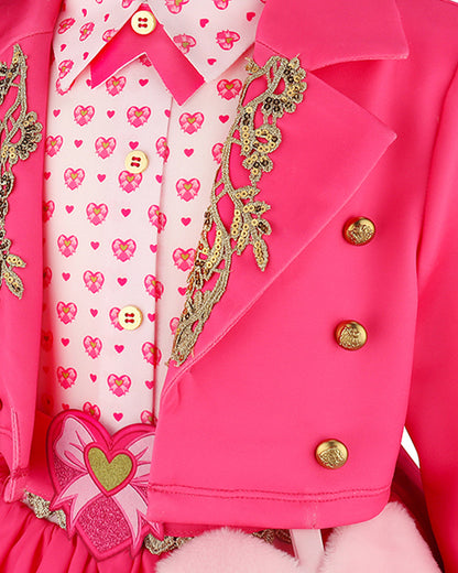 Girls Pink Princess Costume Movie 5 Jacket Shirt Skirt and Bag 4pcs Full Set for Cosplay Events