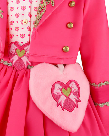 Girls Pink Princess Costume Movie 5 Jacket Shirt Skirt and Bag 4pcs Full Set for Cosplay Events