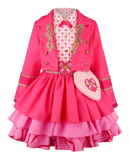 Girls Pink Princess Costume Movie 5 Jacket Shirt Skirt and Bag 4pcs Full Set for Cosplay Events