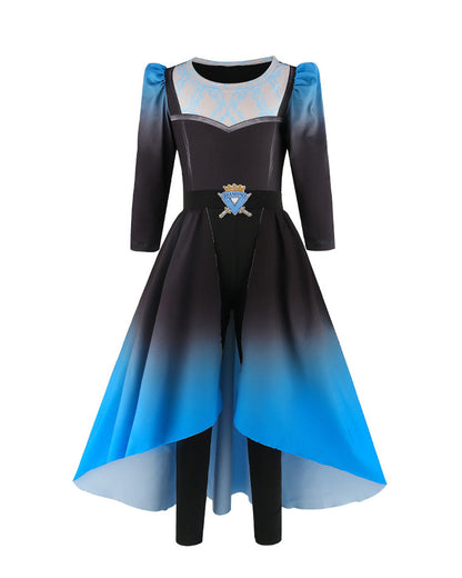 Kids Princess Chloe Charming Costume Wicked Wonderland Blue and Black Tops Pants with Skirt Set