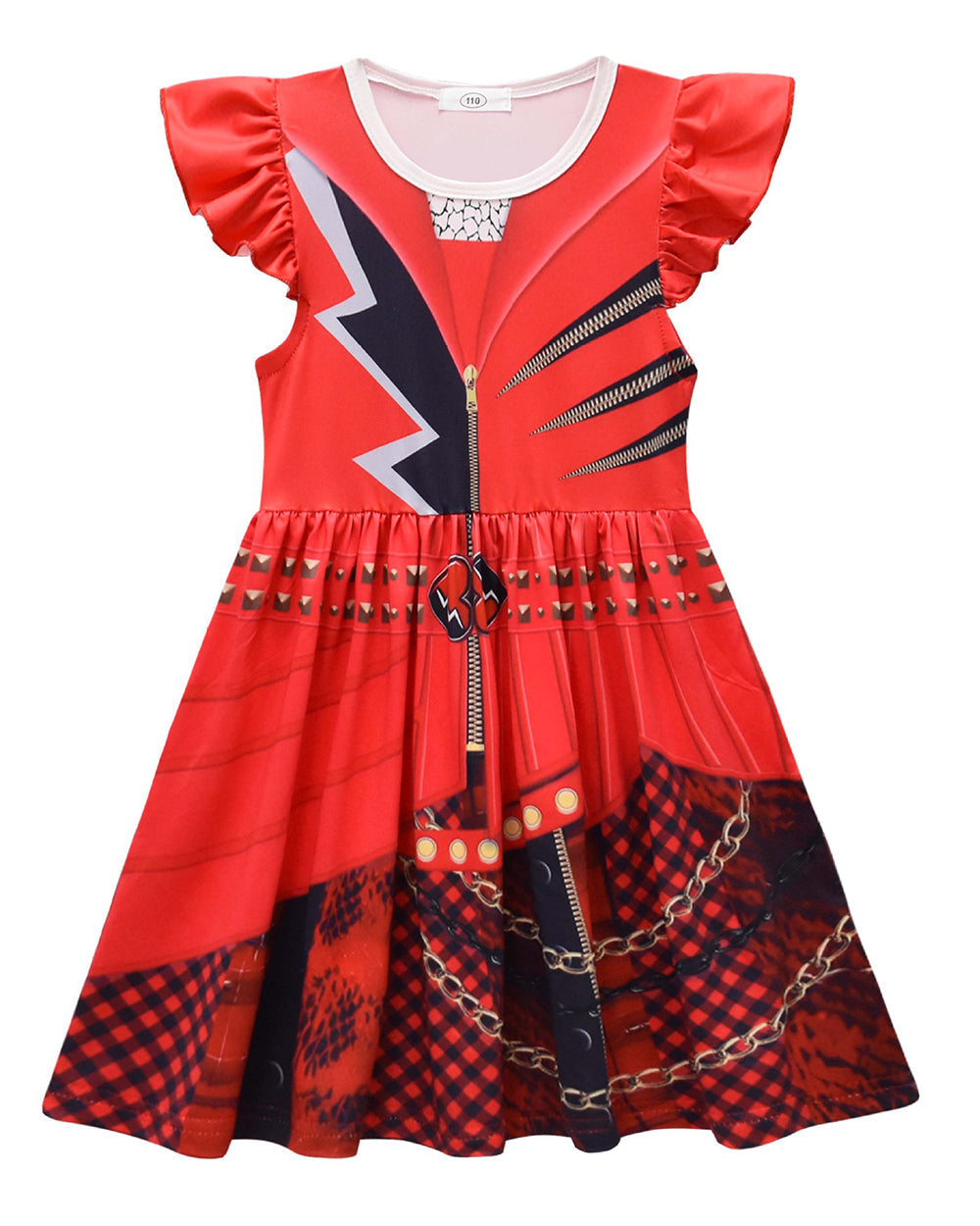 Girls Red Princess Costume Wonderland Dress Red Heart Gloves and Wig 3pcs Suit for Halloween Carnival