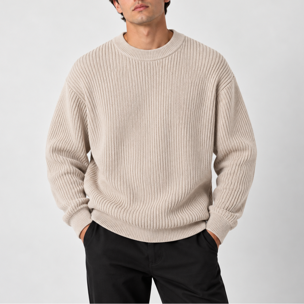 Asher | Ribbed Crew Neck Knit Sweater