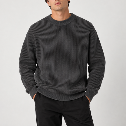 Asher | Ribbed Crew Neck Knit Sweater