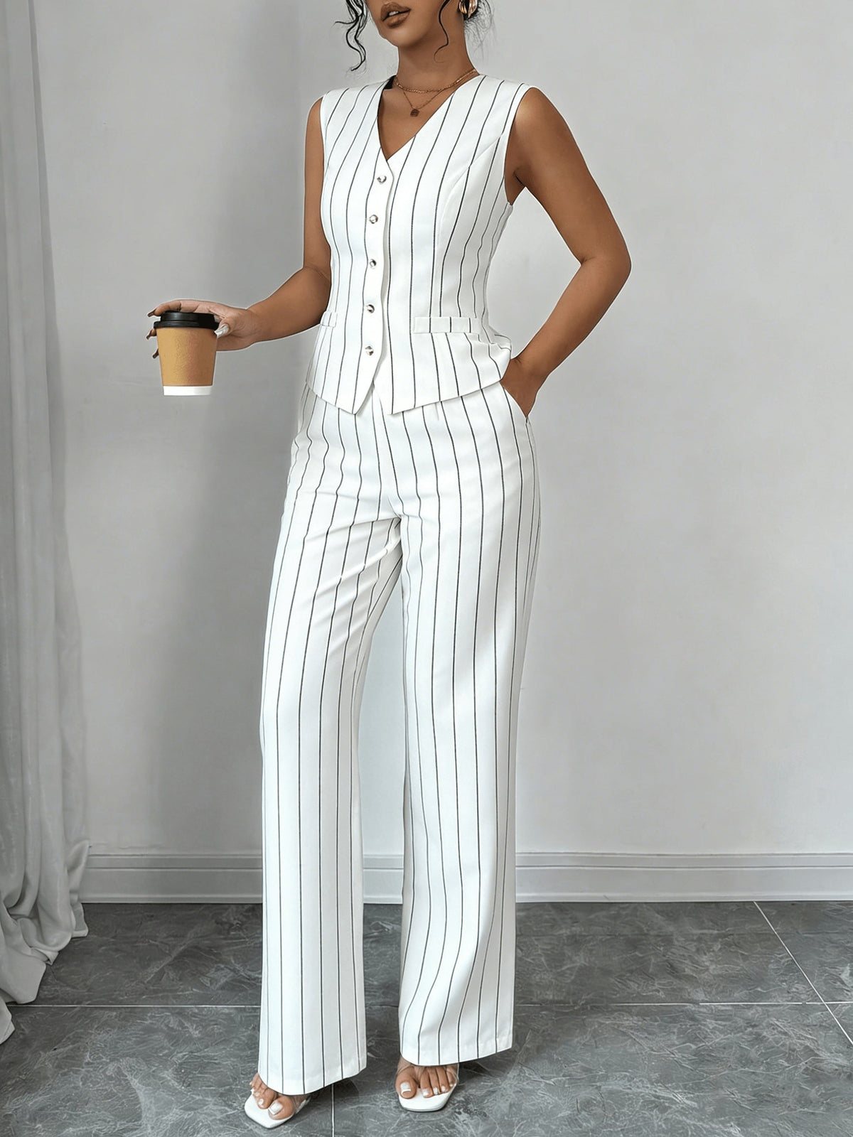 Audrey | Women's Pinstripe Waistcoat & Trouser Set