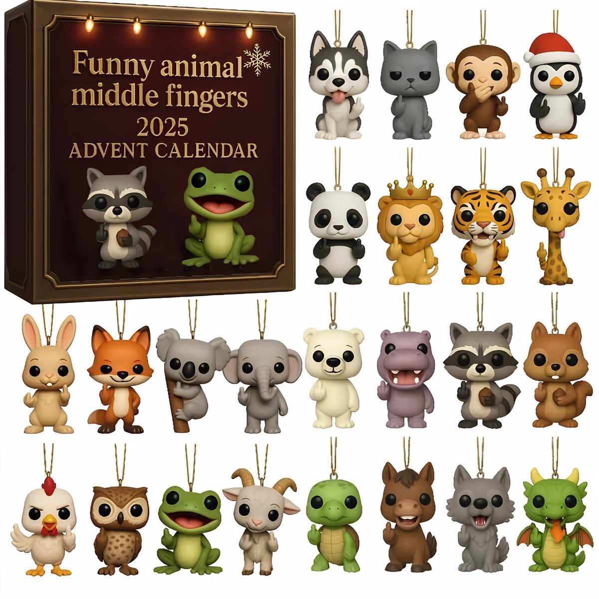 2025 Funny Animal Middle Fingers Advent Calendar - Perfect Christmas Countdown Gift