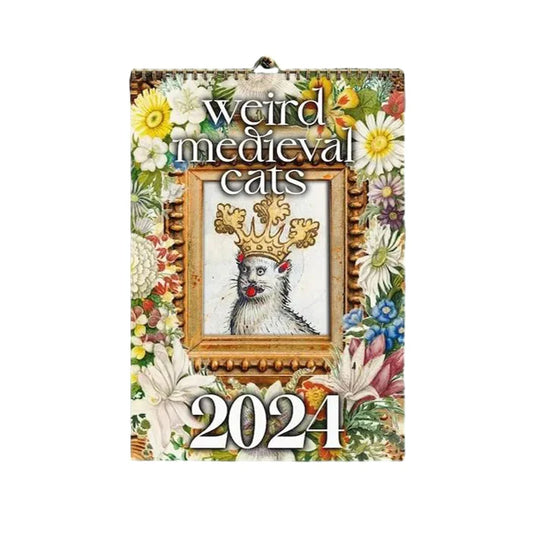 Weird Medieval Cats Wall Hanging Calendar 2024