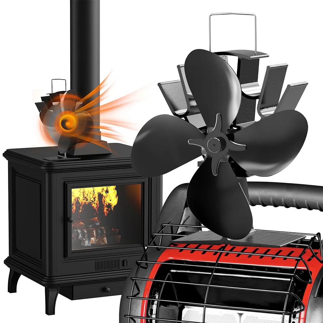 4 Blade Stove and Log Burner Fan for Wood/Fireplace