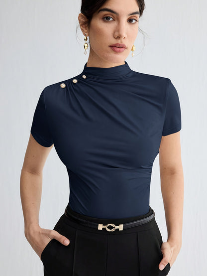 Women's Short Sleeve Mock Neck Top