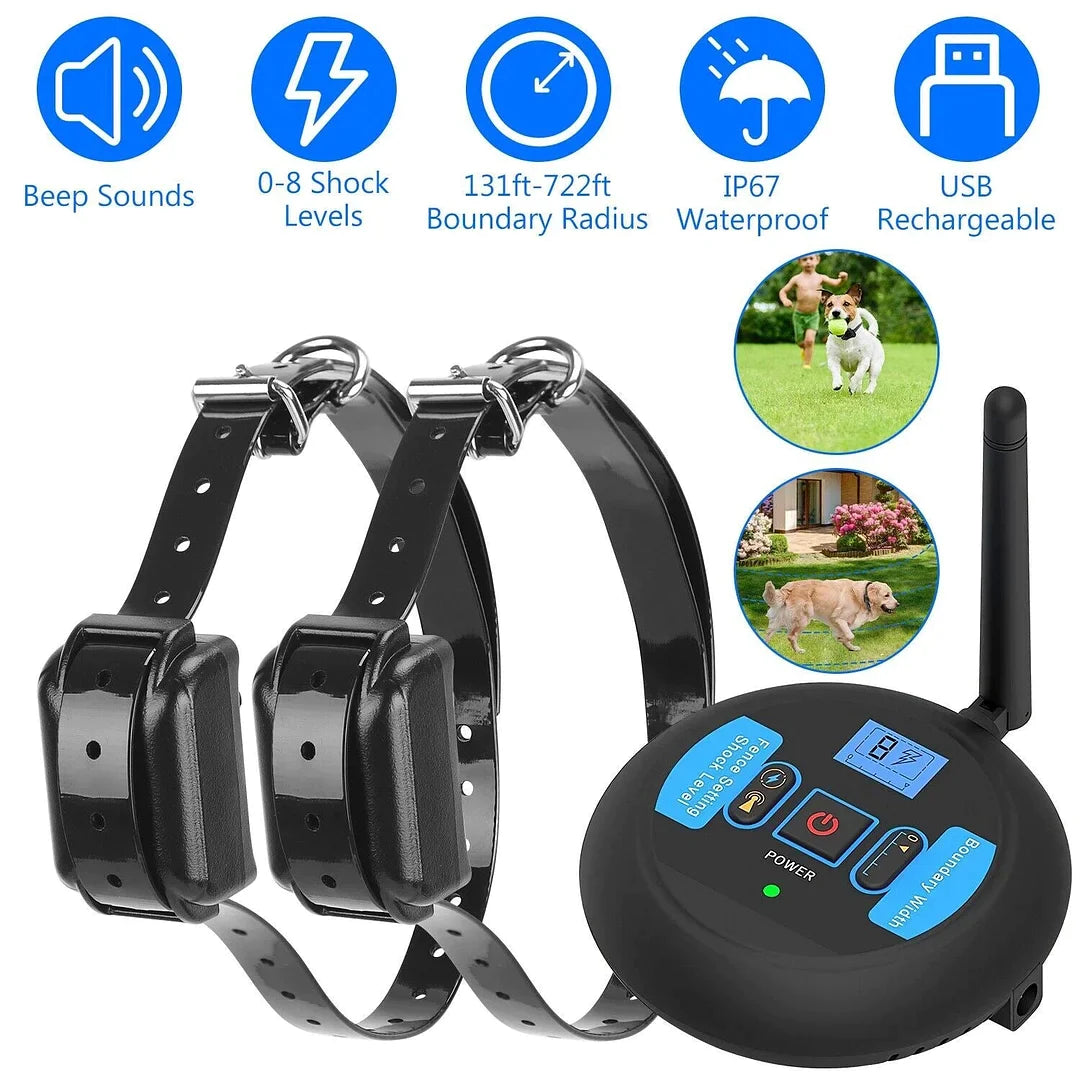 2-in-1 Wireless Dog Fence & Outdoor Training Collar, Dog Containment System